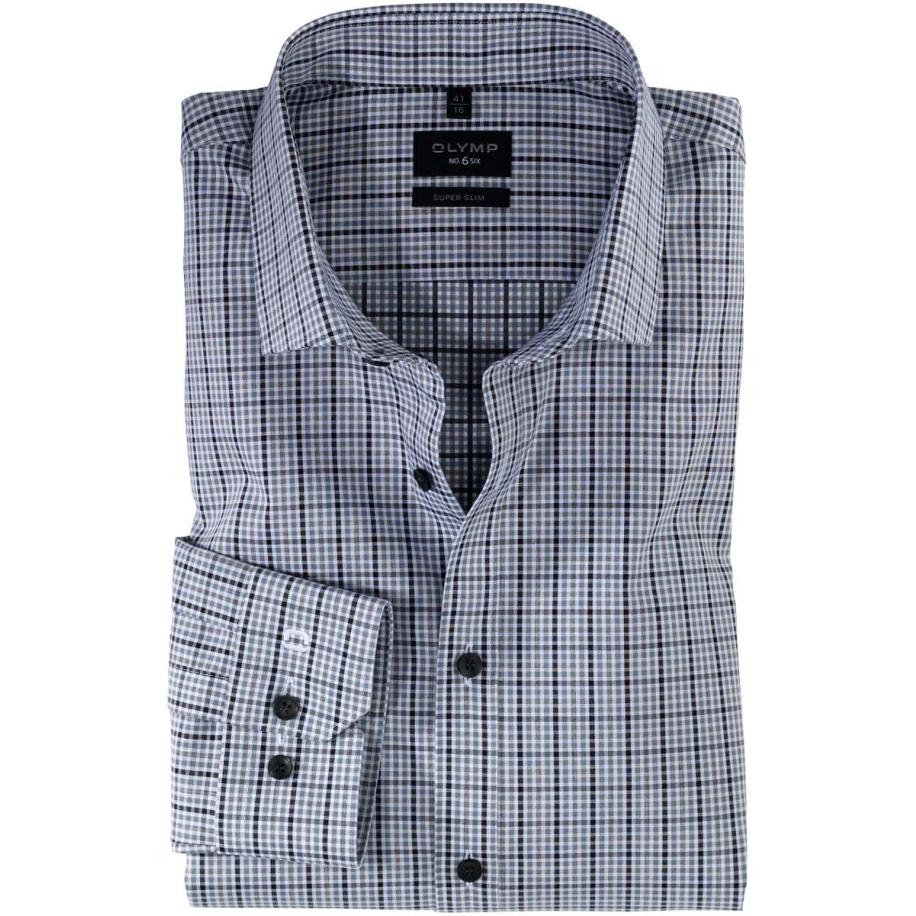 OLYMP No. Six Overhemd zwart/grijs, Ruit Multicolor