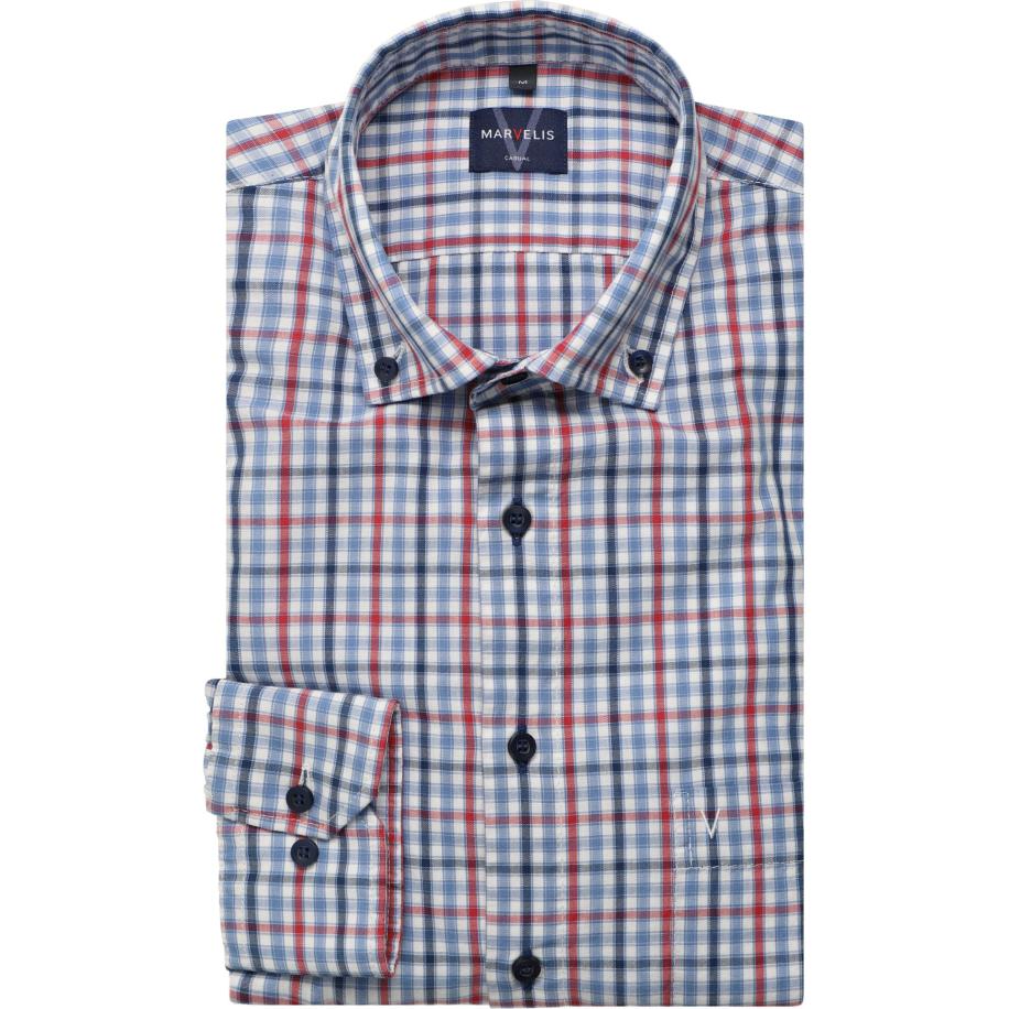 Marvelis Casual Overhemd rood, Ruit Rood