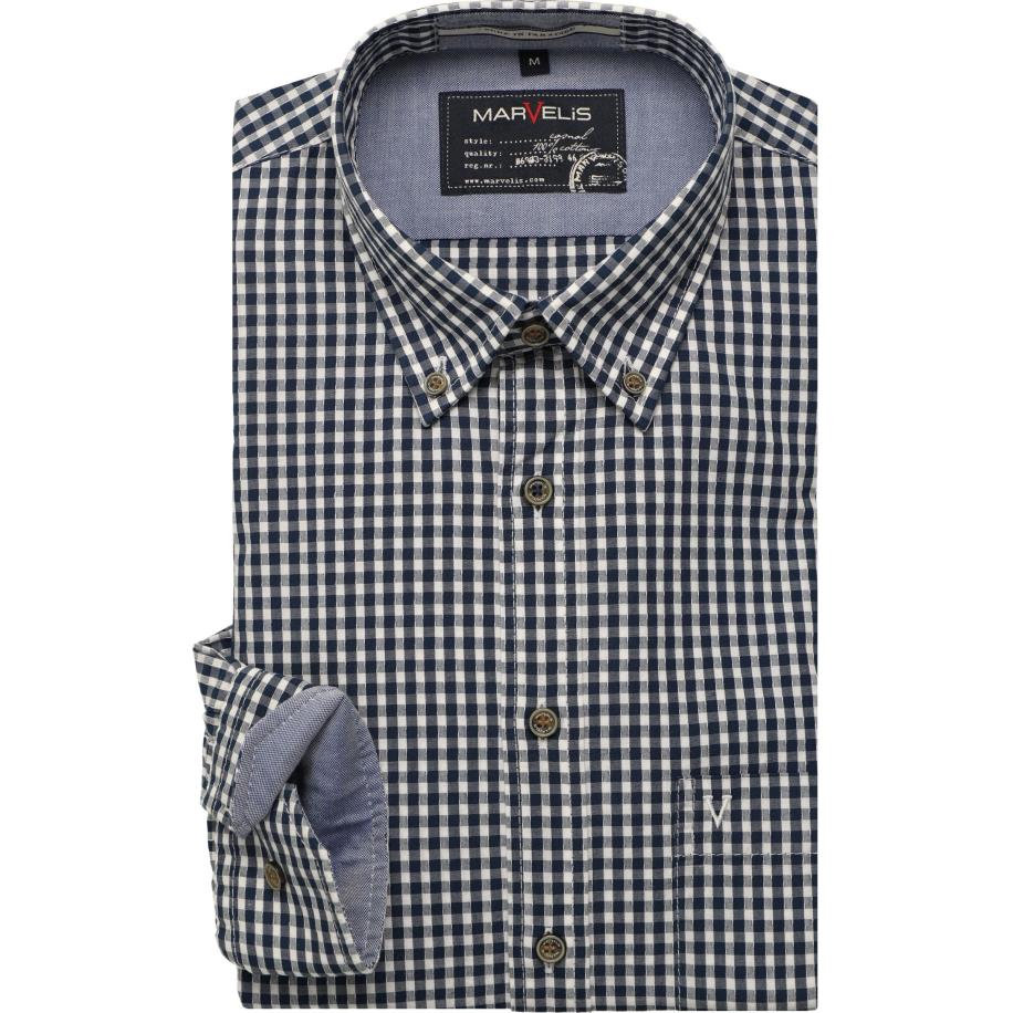 Marvelis Casual Overhemd marine, Ruit Blauw