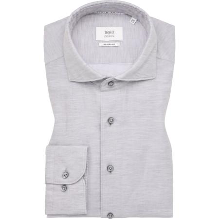 ETERNA 1863 Linnen Overhemd grijs, Effen