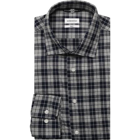 Seidensticker Flanellen Overhemd lichtgrijs, Ruit