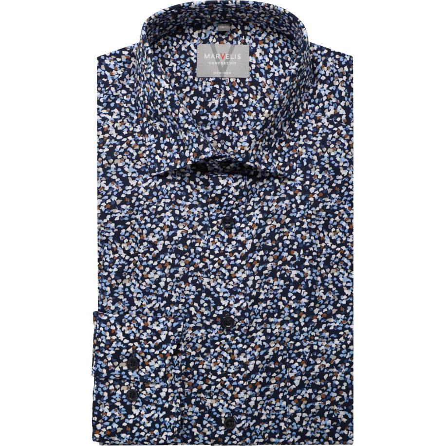 Marvelis Overhemd marine, Bedrukt Blauw