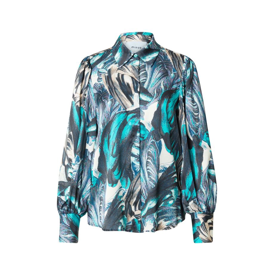 Minus minus Blouse Lenore crème / turquoise / nachtblauw / jade groen -