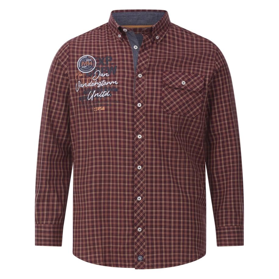 jan vanderstorm Jan Vanderstorm Overhemd Pertavin beige / donkerrood -