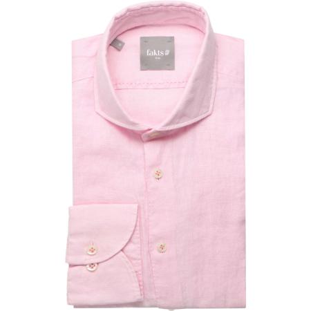 fakts Leisure Linnen Overhemd roze, Effen