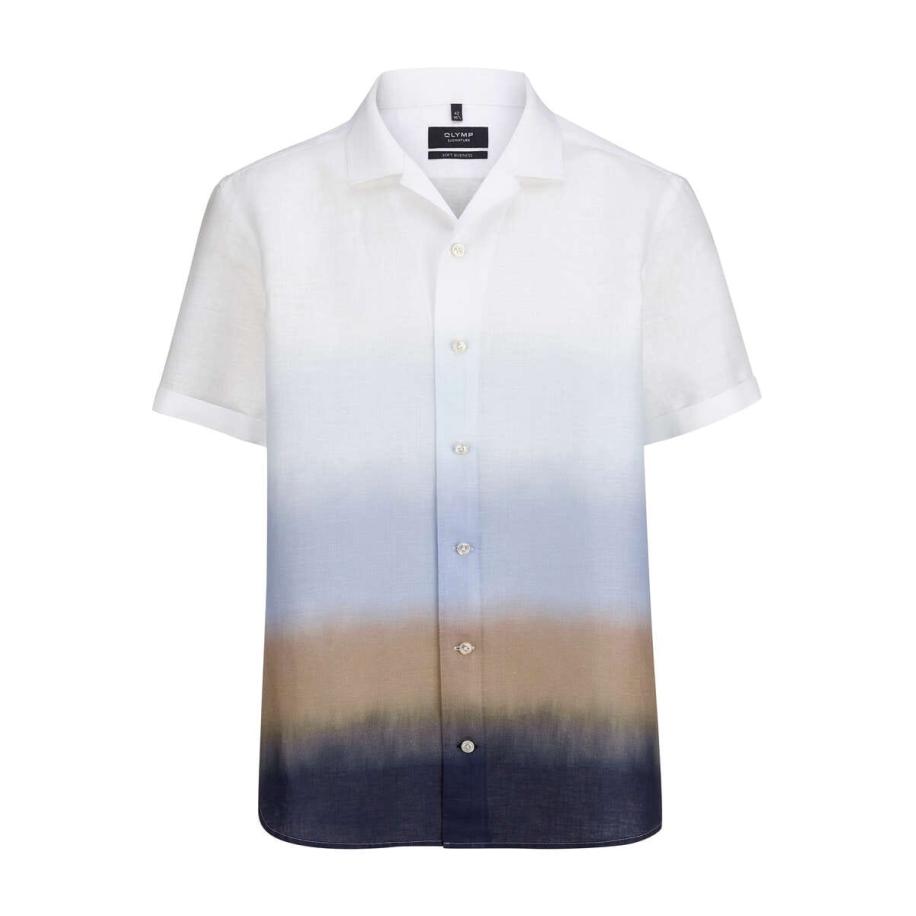 OLYMP SIGNATURE Casual Linnen Overhemd caramel, Horizontale strepen Bruin