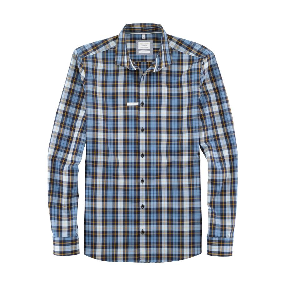 OLYMP Level Five Smart Casual Overhemd marine, Ruit Blauw