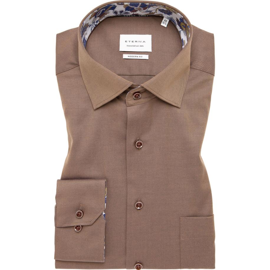 ETERNA Cover Shirt Overhemd bruin, Effen Bruin