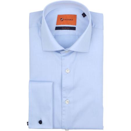 Suitable Overhemd Dubbelmanchet Blauw