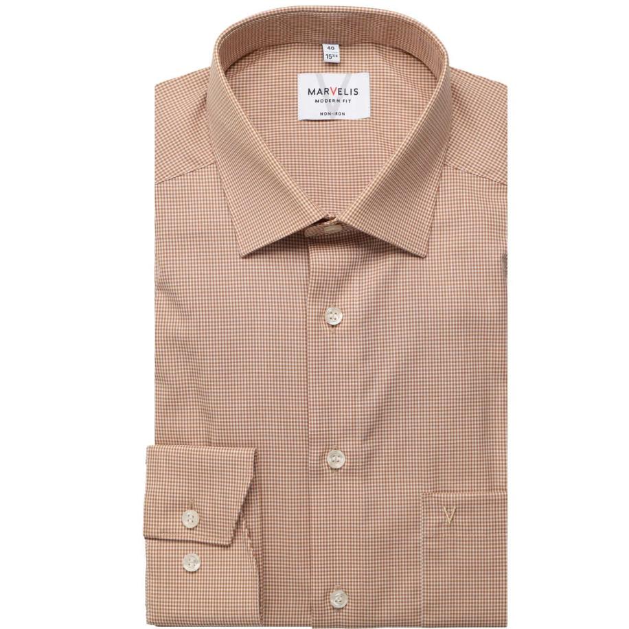 Marvelis Overhemd bruin, Vichy ruit Bruin