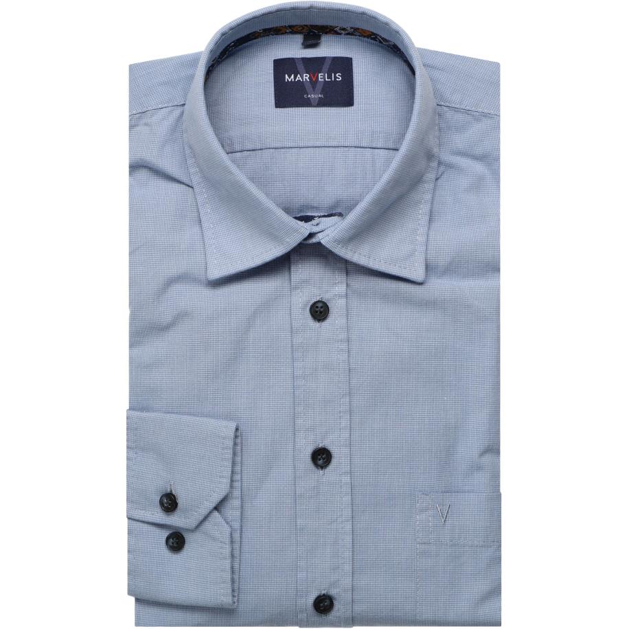 Marvelis Casual Overhemd blauw, Ruit Blauw