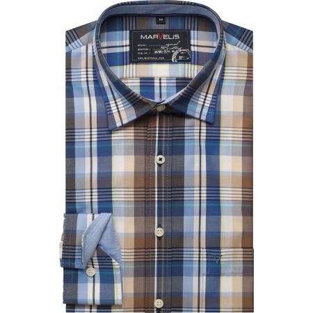 Marvelis Casual Overhemd bruin, Ruit
