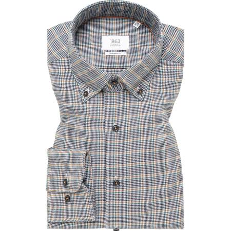 ETERNA 1863 Flanellen Overhemd blauw, Ruit