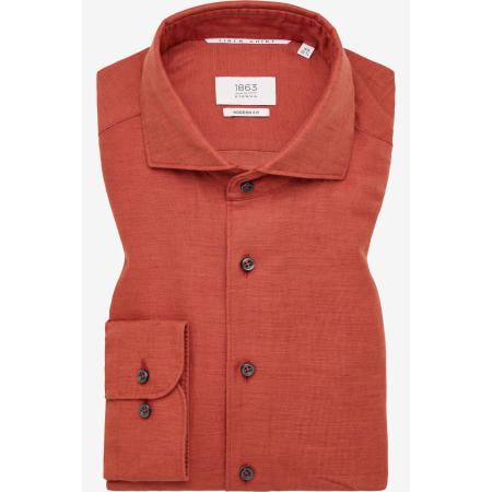 ETERNA 1863 Linnen Overhemd rood, Effen