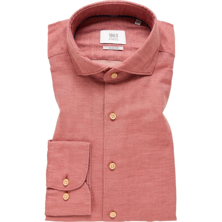 ETERNA 1863 Linnen Overhemd zalm, Effen Roze