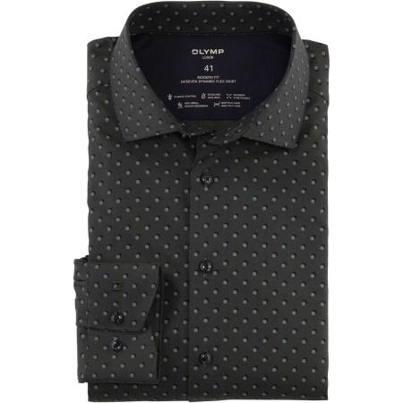 OLYMP Luxor 24/Seven Dynamic Flex Overhemd olijf, Motief