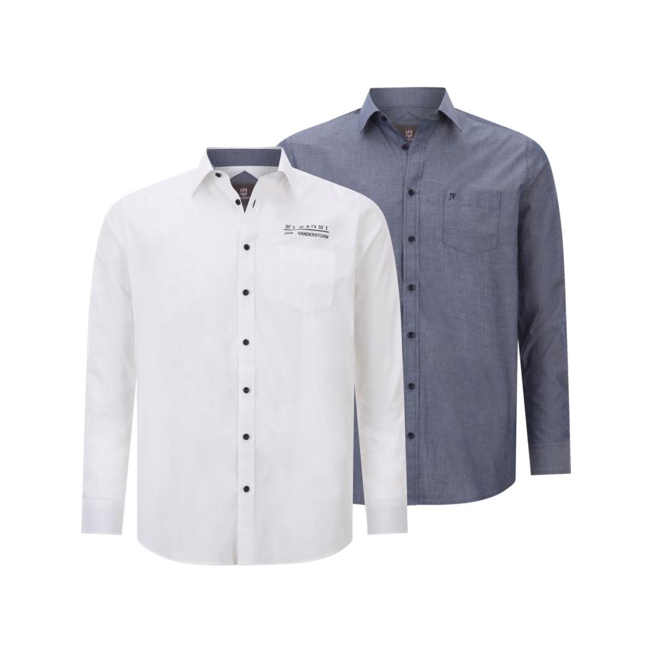 Jan Vanderstorm Overhemd donkerblauw, Effen -