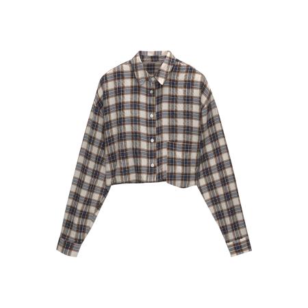 Pull&Bear Pull&Bear Blouse smoky blue / donkerblauw / bruin / offwhite