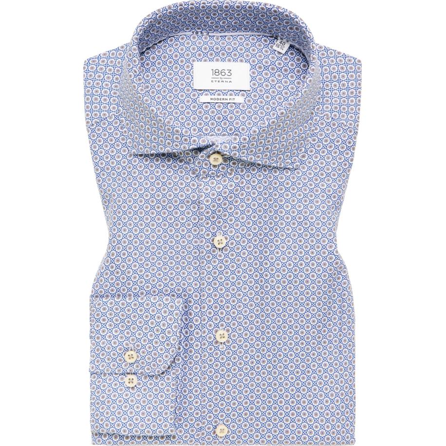 ETERNA 1863 Linnen Overhemd marine, Bedrukt Blauw