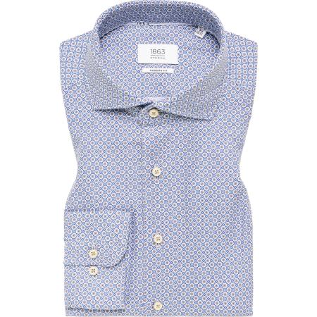 ETERNA 1863 Linnen Overhemd marine, Bedrukt