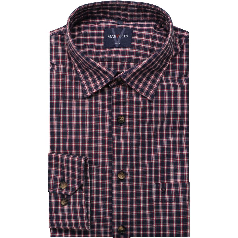 Marvelis Casual Overhemd rood, Ruit Rood