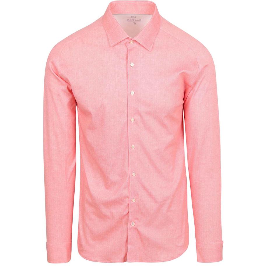 Desoto Overhemd Strijkvrij Kent Coral Oranje