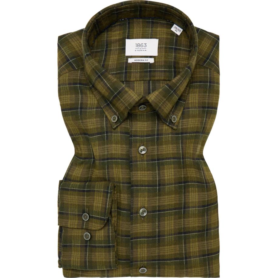 ETERNA 1863 Flanellen Overhemd groen, Ruit Groen