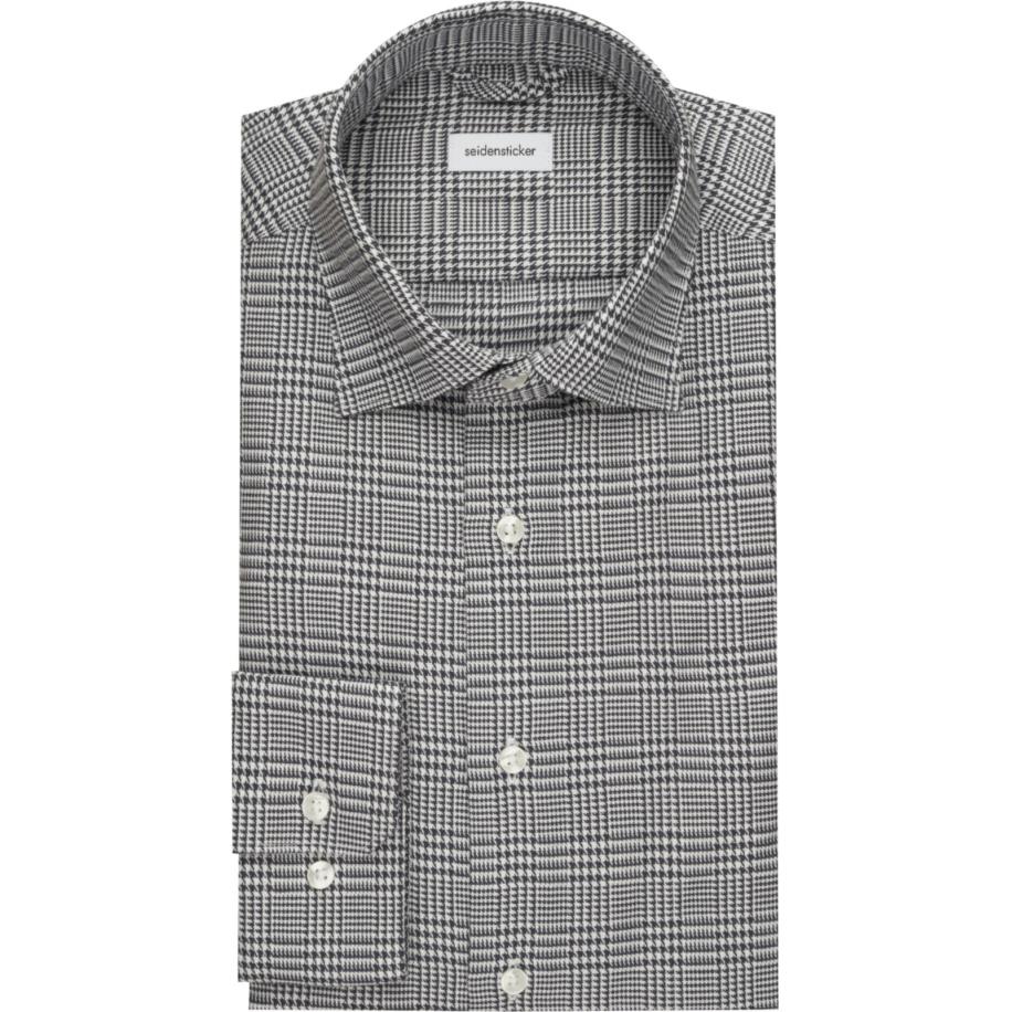 Seidensticker Flanellen Overhemd blauw, Pied De Poule Blauw