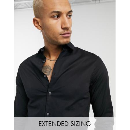 ASOS DESIGN - Skinny fit overhemd in zwart