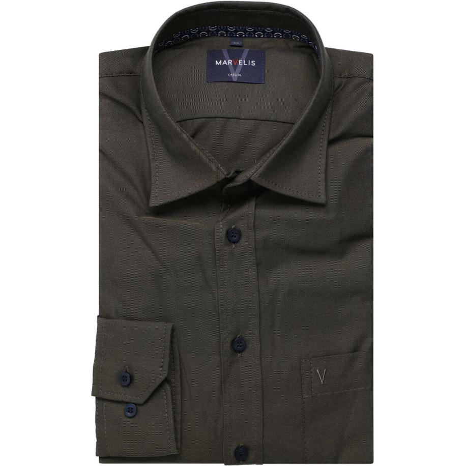 Marvelis Casual Overhemd grijs-groen, Faux-uni Groen