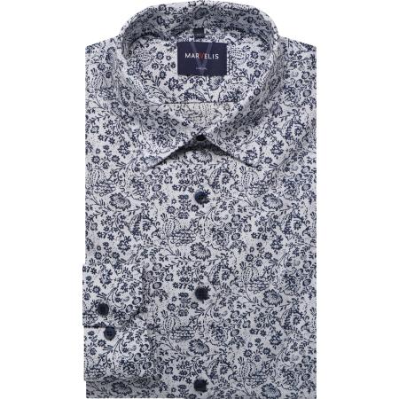 Marvelis Casual Overhemd rook blauw, Bedrukt