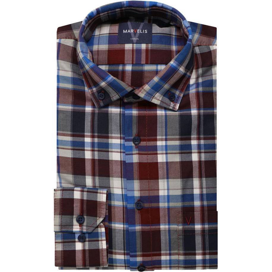 Marvelis Casual Overhemd rood, Ruit Rood