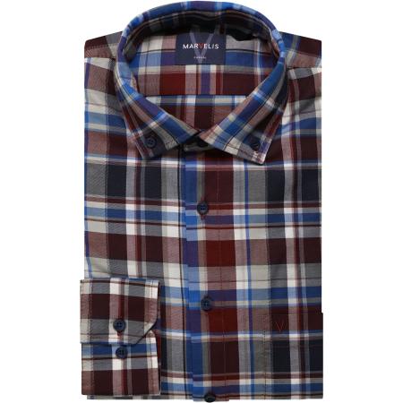 Marvelis Casual Overhemd rood, Ruit