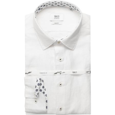 ETERNA 1863 Linnen Overhemd wit, Effen