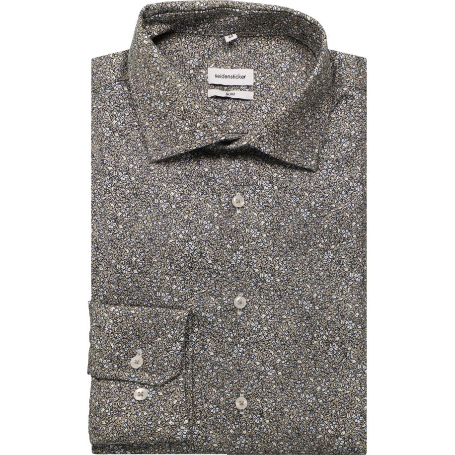 Seidensticker Overhemd lichtbruin, Bloemen Bruin