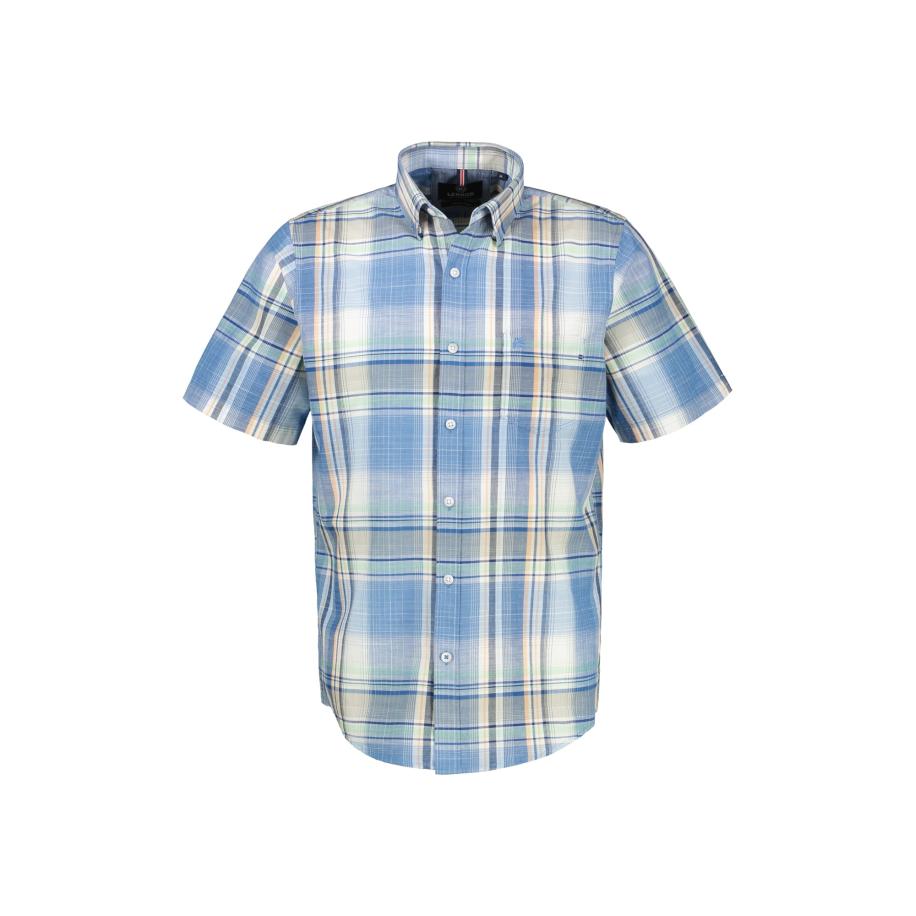 Lerros LERROS Overhemd hemelsblauw / mintgroen / perzik / wit -