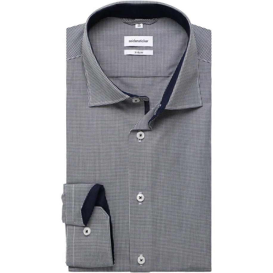 Seidensticker Overhemd donkerblauw, Ruit Blauw