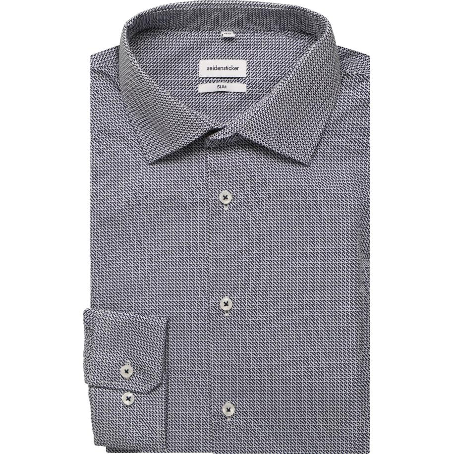 Seidensticker Overhemd blauw, Bedrukt Blauw