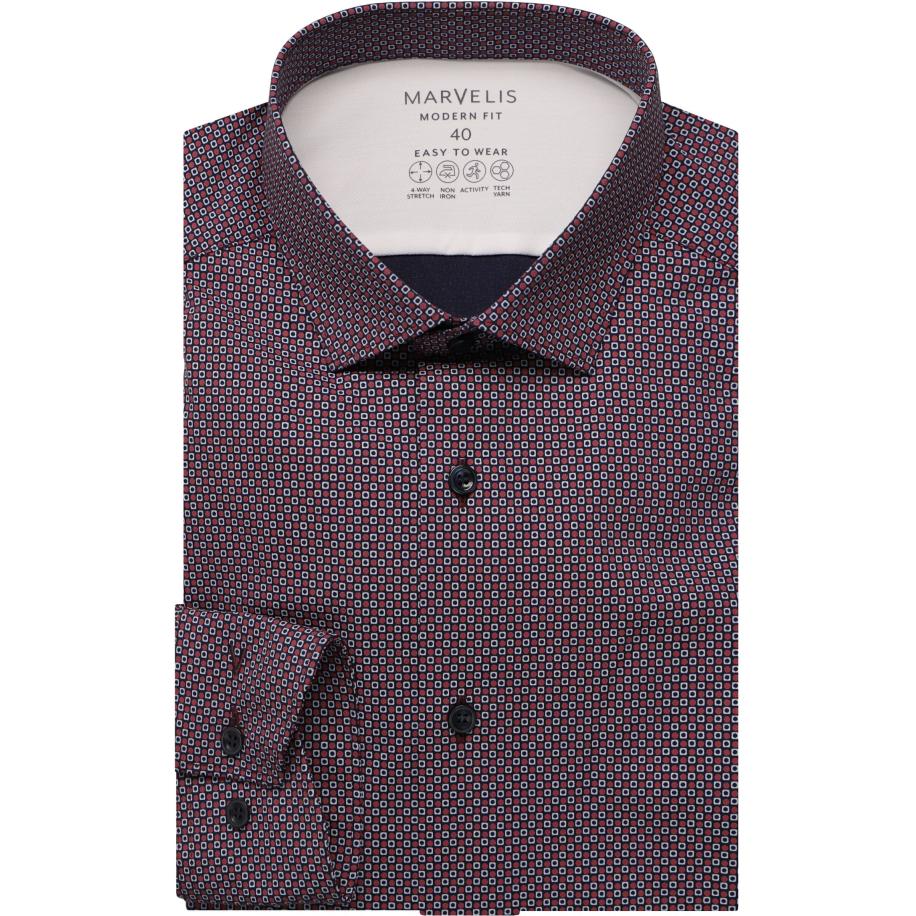 Marvelis Performance Overhemd rood, Bedrukt Rood