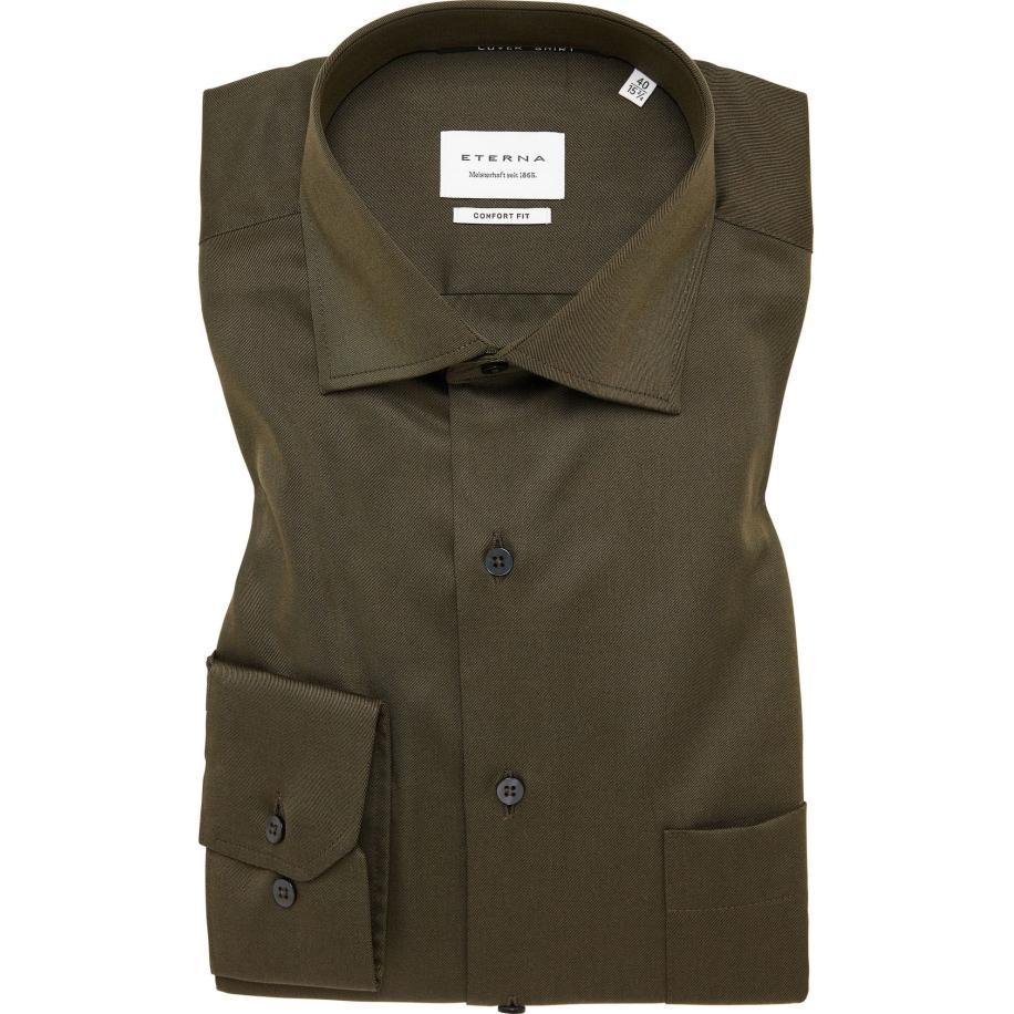 ETERNA Cover Shirt Overhemd donkergroen, Effen Groen
