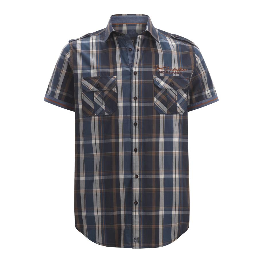 Jan Vanderstorm Overhemd Korte mouw donkerblauw Blauw