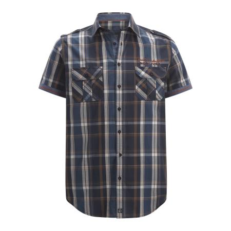Jan Vanderstorm Overhemd Korte mouw donkerblauw
