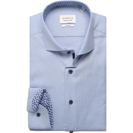 ETERNA Overhemd middenblauw, Gestructureerd