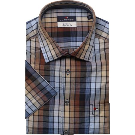 Jupiter Casual Overhemd Korte mouw lichtbruin
