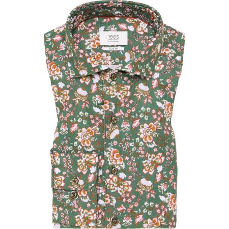 ETERNA 1863 Linnen Overhemd groen, Bedrukt