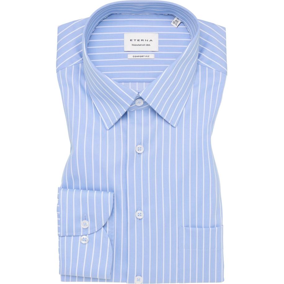 ETERNA Overhemd hemelsblauw, Gestreept Blauw