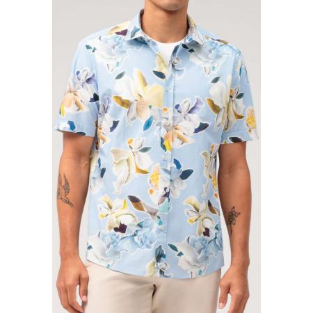 OLYMP Casual Overhemd Korte mouw blauw