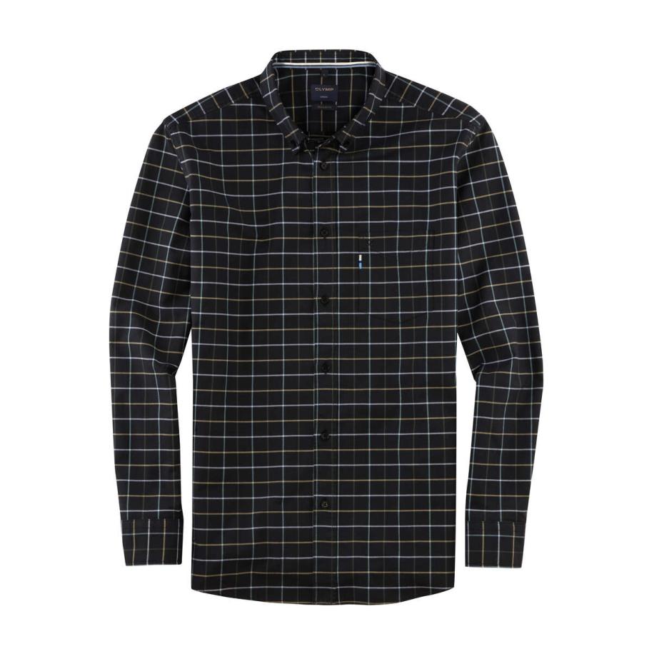 OLYMP Casual Overhemd zwart, Ruit Zwart