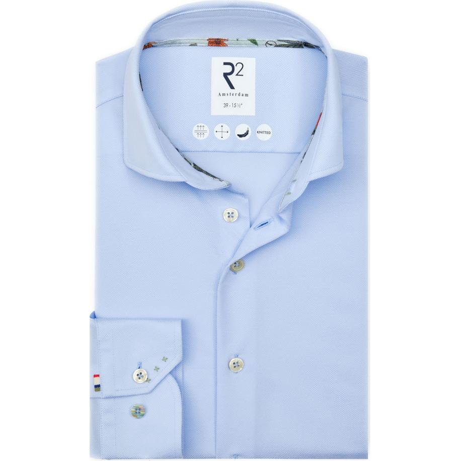 R2 Amsterdam Jersey shirt lichtblauw, Effen Blauw