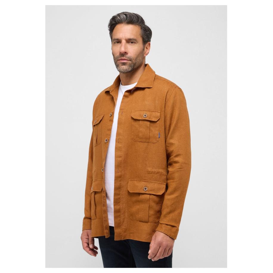 ETERNA 1863 Overshirt beige/bruin, Effen Bruin